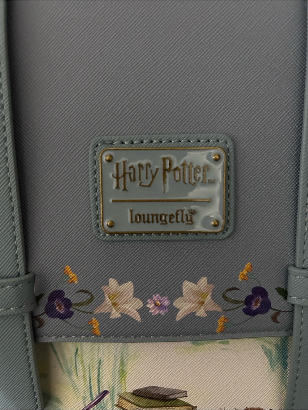 Loungefly Harry Potter Blue Floral Spellbook Backpack - Picture 4 of 4